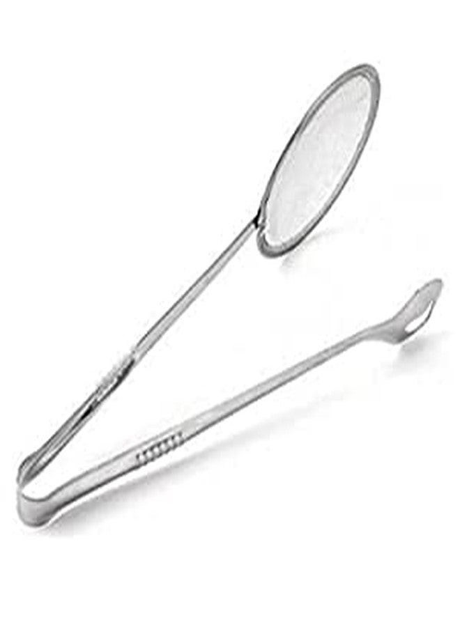 GLNRM Home and Kitchen Food Cooking Tong | Stainless Steel Strainer | Filter Mesh Spoon | Fried Food Oil Strainer | Round Frying Spoon for Home - Silver - Image 2